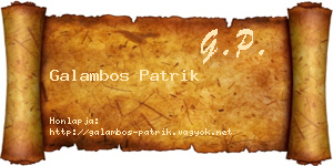 Galambos Patrik névjegykártya
